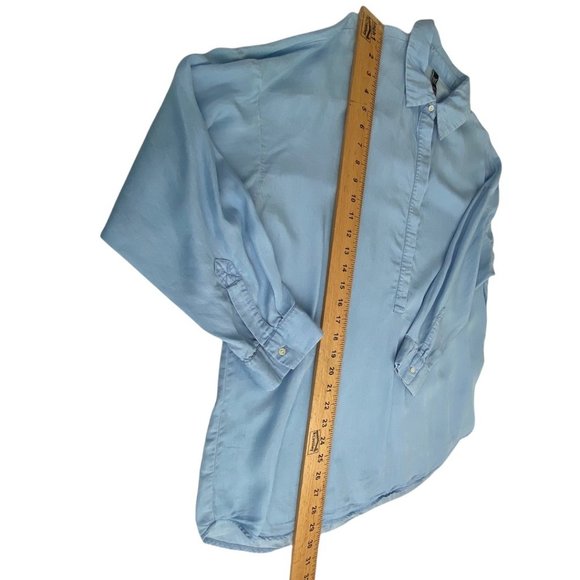 Zara Light Blue Longline Long Sleeve Lyocell Doleman Sleeve Top size Medium - Picture 3 of 8